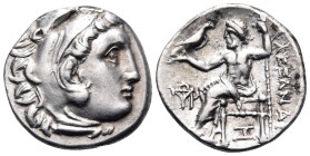 KINGS OF MACEDON. Alexander III 'the Great', 336-323 BC. Drachm (Silver, 17 mm, 4.10 g, 11 h), Abydos, circa 310-301. Head of youthful Herakles to rig...