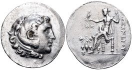 KINGS OF MACEDON. Alexander III 'the Great', 336-323 BC. Tetradrachm (Silver, 38 mm, 15.71 g, 1 h), Chios, 188-170. Head of Herakles to right, wearing...