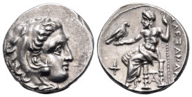 KINGS OF MACEDON. Alexander III 'the Great', 336-323 BC. Drachm (Silver, 16,5 mm, 4.26 g, 1 h), Sardes, circa 322-319/8. Head of Herakles to right, we...