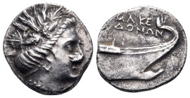 KINGS OF MACEDON. Time of Philip V and Perseus, 187-168 BC. Tetrobol (Silver, 14 mm, 2.07 g, 11 h), Amphipolis. Head of nymph to right. Rev. MAKE ΔONΩ...