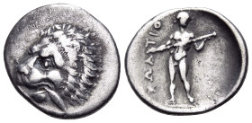THESSALY. Oitaioi. Circa 360s-340s BC. Hemidrachm (Silver, 17 mm, 2.52 g, 12 h), Herakleia Trachinia. Lion’s head to left, with spear in its jaws. Rev...