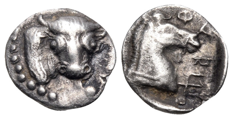 THESSALY. Pharkadon. Circa 479-465 BC. Obol (Silver, 10 mm, 0.74 g). Head of bul...