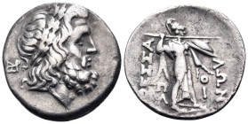THESSALY, Thessalian League. Circa 150-100 BC. Stater (Silver, 22 mm, 6.06 g, 4 h), struck under the magistrate Poli... Head of Zeus to right, wearing...