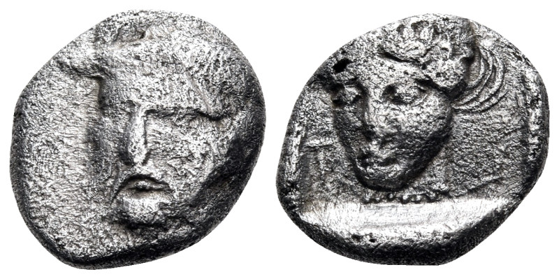 AKARNANIA. Stratos. Circa 425-400 BC. Triobol (Silver, 14 mm, 2.22 g, 9 h). Bear...