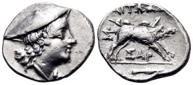 AITOLIA, Aitolian League. Circa 205-150 BC. Triobol (Silver, 16,5 mm, 2.41 g, 6 h), circa 225-170. Head of Aetolia to right, wearing kausia. Rev. AITΩ...