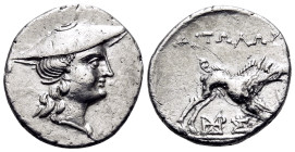 AITOLIA, Aitolian League. Circa 205-150 BC. Triobol (Silver, 16 mm, 2.42 g, 11 h), circa 170-160. Head of Aetolia to right, wearing kausia. Rev. AITΩΛ...