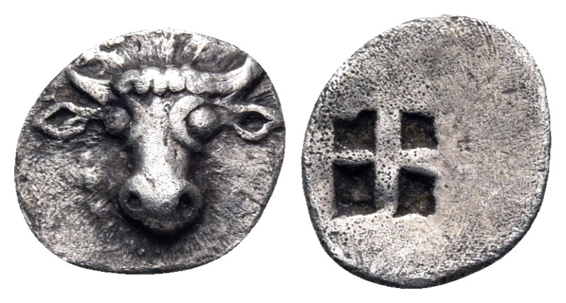 TROAS. Lamponeia. Circa 500-450 BC. Hemiobol (Silver, 8 mm, 0.29 g). Bull's head...