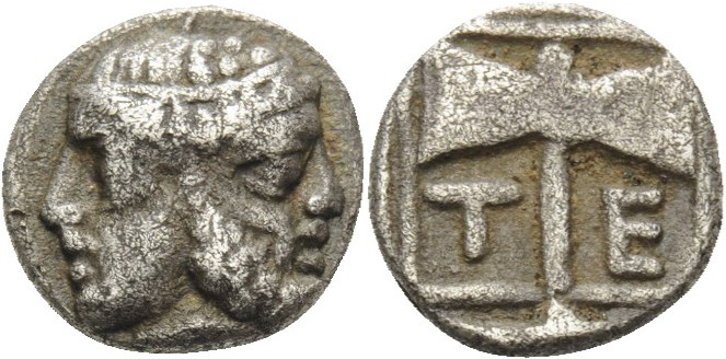 ISLANDS off TROAS, Tenedos. Circa 450-387 BC. Obol (Silver, 7mm, 0.62 g 3). Jani...