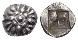 IONIA. Erythrai. Circa 500-480 BC. Hemiobol (Silver, 7 mm, 0.36 g). Rosette with central pellet within a diamond-shaped border. Rev. Quadripartite inc...