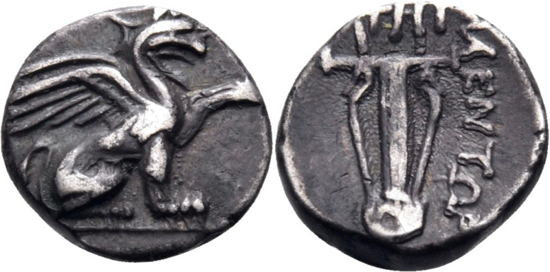 IONIA. Teos. Circa 320-294 BC. Diobol (Silver, 10 mm, 0.91 g, 12 h), Mentor. Gri...