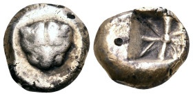 IONIA. Uncertain mint. Circa 600-550 BC. Hemihekte (Electrum (plated), 10.5 mm, 2.24 g), Lydo-Milesian standard. Head of lion or panther facing. Rev. ...