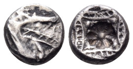 CARIA. Halikarnassos. Circa 500-480 BC. Tetrobol (Silver, 11 mm, 1.49 g). Head of a ketos to right. Rev. Incuse with a geometric pattern. SNG Kayhan 8...