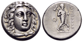 SATRAPS OF CARIA. Maussolos, Circa 377/6-353/2 BC. Drachm (Silver, 15 mm, 3.66 g, 12 h), Halikarnassos. Laureate head of Apollo facing, turned slightl...