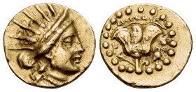 ISLANDS OFF CARIA, Rhodos. Rhodes. Circa 125-88 BC. 1/4 Stater (Gold, 11 mm, 1.78 g, 11 h), struck under the magistrate Diognetos. Head of Helios to r...