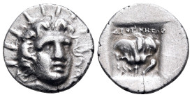ISLANDS OFF CARIA, Rhodos. Rhodes. Circa 125-88 BC. Hemidrachm (Silver, 13 mm, 1.41 g, 12 h), struck under the magistrate Diognetos. Radiate head of H...