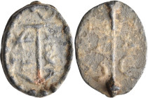 EASTERN ASIA MINOR. Circa 3rd-4th century AD. Gnostic Tessera (Lead, 18 mm, 3.56 g, 12 h), Ichthys Iao. Anchor; on the right, IXΘV-C; on the left, [un...