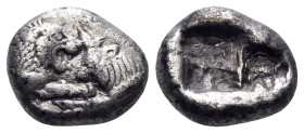 KINGS OF LYDIA. Kroisos, circa 564/53-550/39 BC. 1/6 Stater or Hekte (Silver, 11 mm, 1.76 g), Sardes, 560-550. Confronted foreparts of a lion, on the ...