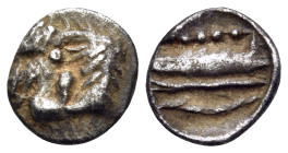 PHOENICIA. Arados. Uncertain king, circa 380-351/0 BC. Obol (Silver, 9 mm, 0.77 g), Contemporary imitation. Laureate head of Ba'al-Arwad to right. Rev...