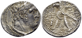 PHOENICIA. Tyre. 126/5 BC-AD 65/6. (Silver, 27 mm, 9.72 g, 1 h), year 64 = 63-62. Laureate head of Melqart to right, with lion's skin tied around his ...