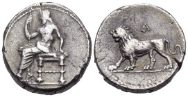 PERSIA, Alexandrine Empire. Uncertain satraps of Babylon, circa 328-311 BC. Stater (Silver, 22 mm, 16.64 g, 4 h), Babylon. Baaltars seated left, holdi...