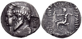 KINGS OF ELYMAIS. Kamnaskires III, with Anzaze, circa 82/1-73/2 BC. Tetradrachm (Silver, 27 mm, 13.86 g, 12 h), Seleukeia on the Hedyphon, uncertain d...