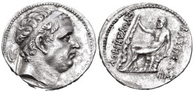 BAKTRIA, Greco-Baktrian Kingdom. Euthydemos I, circa 225-200 BC. Tetradrachm (Silver, 29 mm, 16.06 g, 12 h), Mint A (near Aï Khanoum). Struck circa 20...