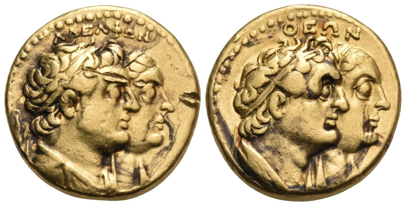 PTOLEMAIC KINGS OF EGYPT. Ptolemy II Philadelphos, with Arsinöe II, Ptolemy I, a...