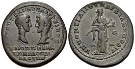 MOESIA INFERIOR. Marcianopolis. Macrinus, with Diadumenian as Caesar, 217-218. Pentassarion (Bronze, 29 mm, 11.08 g, 12 h), struck under the legate Po...