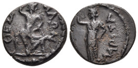 THESSALY, Thessalian League. Pseudo-autonomous issue, time of Domitian, 81-96. 1/3 Assarion (Bronze, 15 mm, 2.55 g, 7 h), Larissa. ΘEΣΣ-AΛΩN Apollo se...
