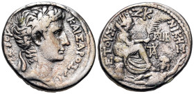 SYRIA, Seleucis and Pieria. Antioch. Augustus, 27 BC-AD 14. Tetradrachm (Silver, 27 mm, 13.96 g, 12 h), dated year 27 of the Actian Era and Cos. XII =...