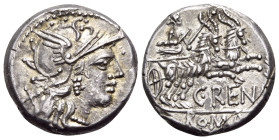 C. Renius, 138 BC. Denarius (Silver, 17,5 mm, 3.75 g, 11 h), Rome. Helmeted head of Roma to right; behind neck, X ( mark of value ). Rev. C • RENI / R...
