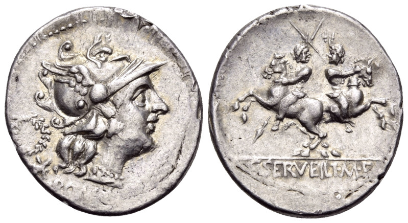 C. Servilius M.f, 136 BC. Denarius (Silver, 21.5 mm, 3.90 g, 1 h), Rome. ROMA He...