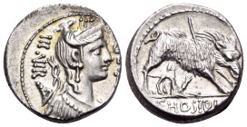 C. Hosidius C.f. Geta, 64 BC. Denarius (Silver, 17 mm, 4.14 g, 6 h), Rome. GETA - III·VIR Draped bust of Diana to right, with bow and quiver over her ...