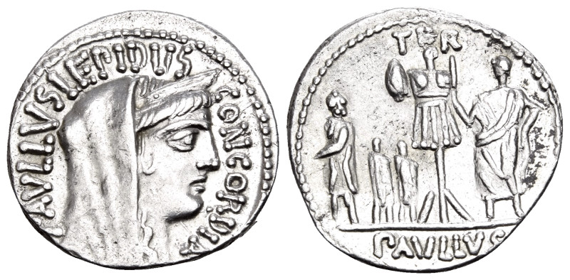 L. Aemilius Lepidus Paullus, 62 BC. Denarius (Silver, 19 mm, 3.91 g, 6 h), Rome....