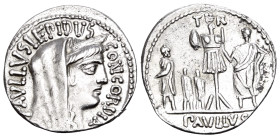 L. Aemilius Lepidus Paullus, 62 BC. Denarius (Silver, 19 mm, 3.91 g, 6 h), Rome. PAVLLVS LEPIDVS - CONCORDIA Diademed and veiled head of Concordia to ...
