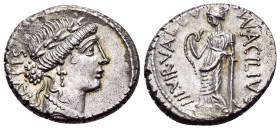 Man. Acilius Glabrio, 49 BC. Denarius (Silver, 18 mm, 3.81 g, 7 h), Rome. [S]ALVTIS Laureate head of Salus to right. Rev. (MN) · ACILIVS - III · VIR ·...