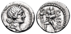 Julius Caesar, late 48-47 BC. Denarius (Silver, 18 mm, 3.66 g, 6 h), military mint traveling with Caesar in North Africa. Diademed head of Venus to ri...