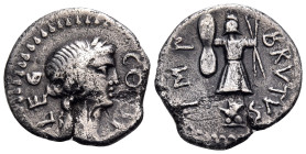 Q. Servilius Caepio Brutus ( Marcus Junius Brutus), late summer-autumn 42 BC. Denarius (Silver, 18 mm, 3.27 g, 1 h), struck by Pedanius Costa in a min...