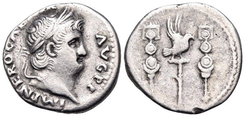 Nero, 54-68. Denarius (Silver, 18 mm, 3.17 g, 6 h), Rome, circa 64-65. IMP NERO ...