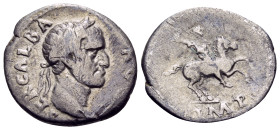 Galba, 68-69. Denarius (Silver, 19 mm, 2.94 g, 6 h), Rome, July 68 - January 69. SER GALBA AVG Laureate head of Galba to right. Rev. IMP Galba on hors...