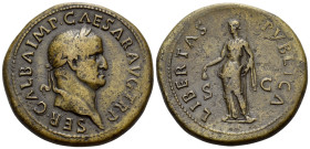 Galba, 68-69. Sestertius (Orichalcum, 35 mm, 26.22 g, 6 h), Rome, circa October 68. SER·GALBA·IMP·CAESAR·AVG TR P Laureate head of Galba to right. Rev...