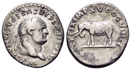 Titus, 79-81. Denarius (Silver, 18 mm, 3.13 g, 6 h), Rome, January - June 80. IMP TITVS CAES VESPASIAN AVG P M Laureate head of Titus to right. Rev. T...