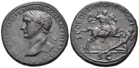 Trajan, 98-117. Sestertius (Bronze, 34 mm, 25.62 g, 6 h), Rome, circa 104/5-107. IMP CAES NERVAE TRAIANO AVG GER DAC P M TR P COS V P P Laureate head ...