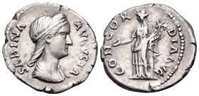 Sabina, Augusta, AD 128-136/7. Denarius (Silver, 18 mm, 2.81 g, 6 h), struck under Hadrian, Rome, circa 136-137/8. SABINA AVGVSTA Diademed and draped ...