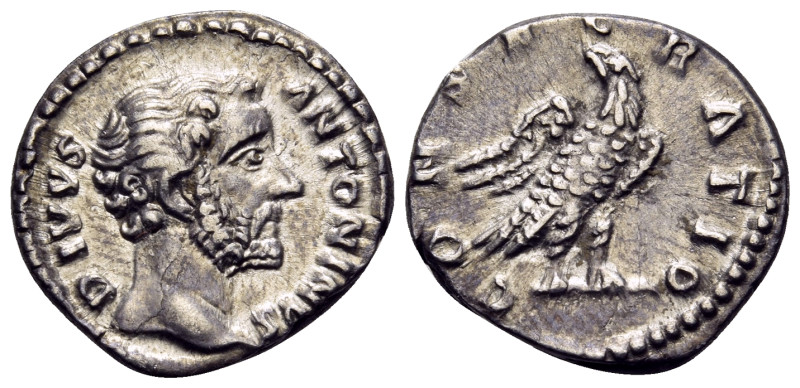 Divus Antoninus Pius, died 161. Denarius (Silver, 17 mm, 2.76 g, 1 h), struck un...