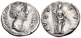 Diva Faustina Senior, died 140/1. Denarius (Silver, 17.50 mm, 3.29 g, 6 h), struck under her husband Antoninus Pius, Rome, 141-161. DIVA FAVSTINA Drap...