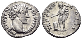 Marcus Aurelius, as Caesar, 139-161. Denarius (Silver, 18 mm, 2.78 g, 6 h), Rome, 152-153. AVRELIVS CAE - SAR AVG PII FIL Bare head of Aurelius to rig...