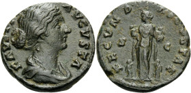 Faustina Junior, Augusta, 147-175. As (Copper, 24mm, 10.28 g 11), Rome, circa 164-169. FAVSTINA AVGVSTA Draped bust of Faustina to right. Rev. FECVND ...