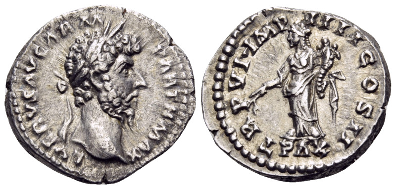 Lucius Verus, 161-169. Denarius (Silver, 19 mm, 3.38 g, 7 h), Rome, 166. L VERVS...