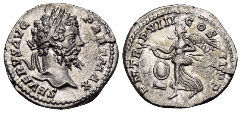 Septimius Severus, 193-211. Denarius (Silver, 18 mm, 2.92 g, 6 h), Rome, 200. SE...